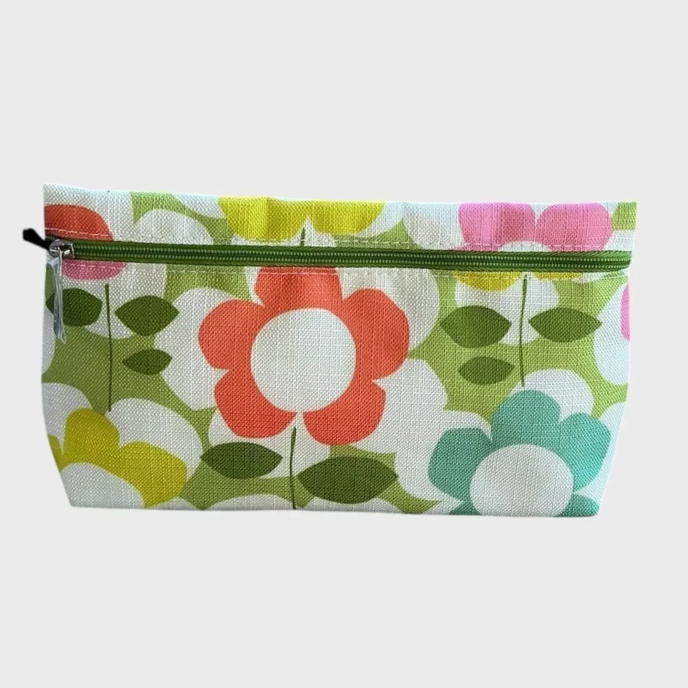 Clinique Floral Makeup Bag Cosmetic Travel Pouch Lined Zip Case